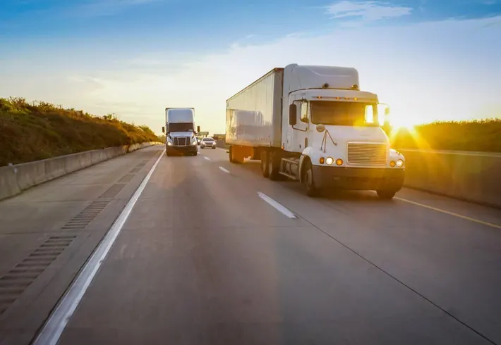 A tractor-trailer on the road